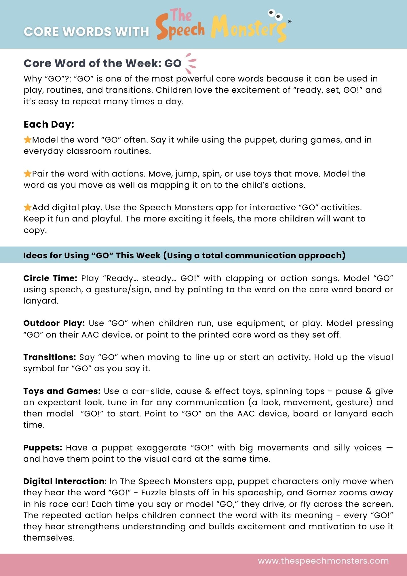 Core Words with The Speech Monsters – Hard Copy + Digital Access
