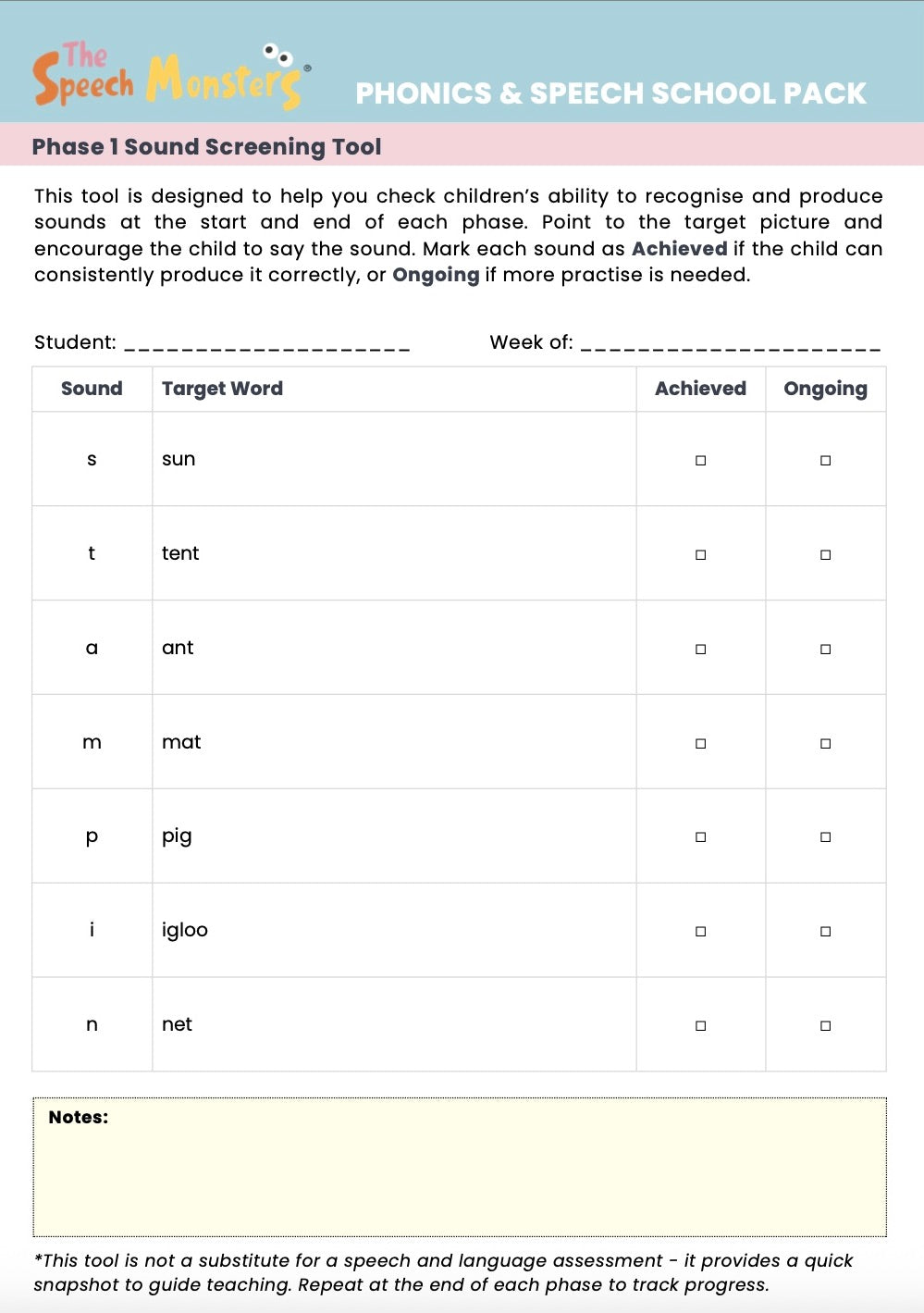 Phonics and Speech School Pack Digital Access + Hard Copy